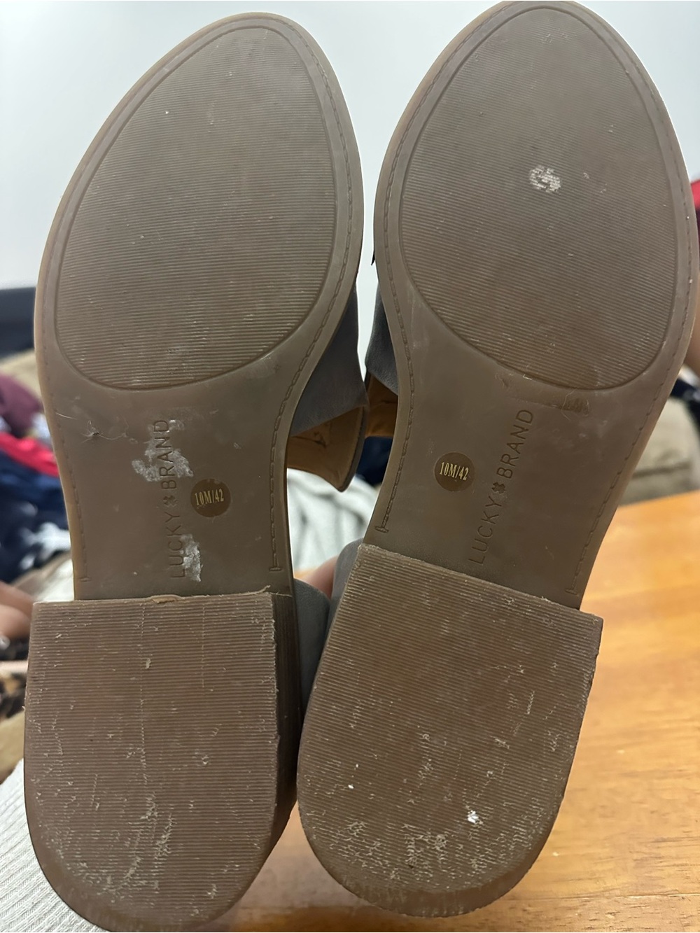 Lucky Brand Taupe Gray Suede Pointed Slip-On Loafers - Picture 2 of 2